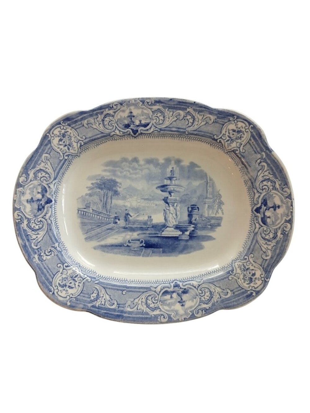 Antique Joseph Heath & Co. "Milan" Blue Transferware Platter Staffordshire